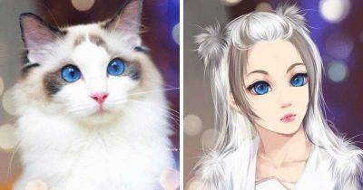 Китайская художница представила, как выглядели бы кошки, будь они девушками из аниме - leprechaun.land